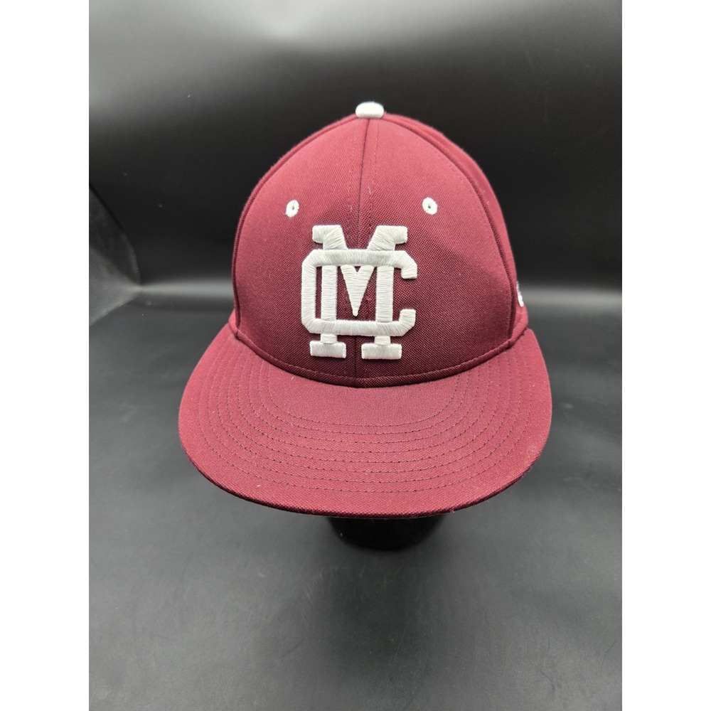 The Game Pro GameTek MC Fitted Baseball Hat Size S Burgundy Red USA Flag Cap